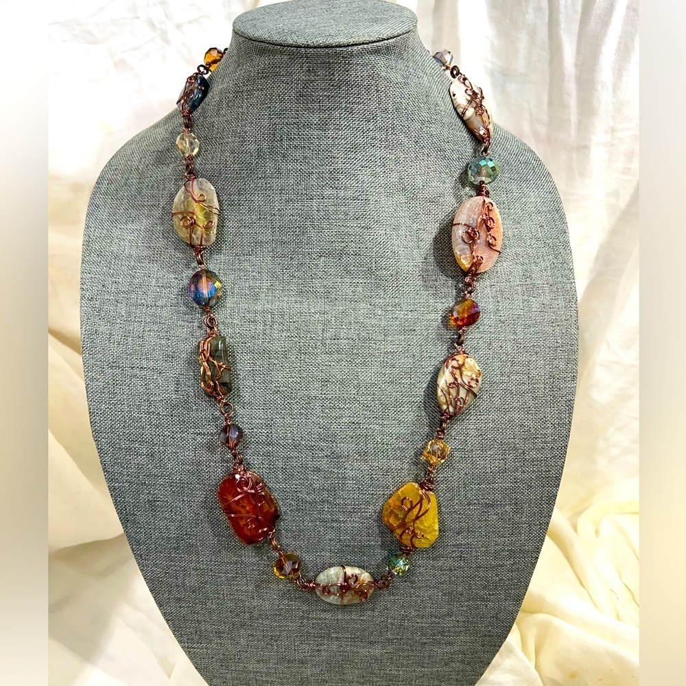 Wire Wrapped Necklace Handmade W/ Various Healing Stones☑️